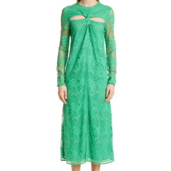 Ganni Cutout Twisted Lace Midi Dress - Picture 1 of 7